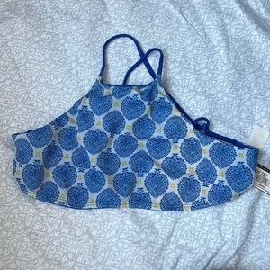 NWT blue and yellow swim top